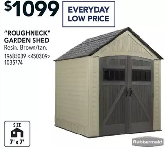 Lowe's Rubbermaid "roughneck" garden shed offer