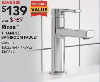 Lowe's Rinza 1 handle bathroom faucet offer