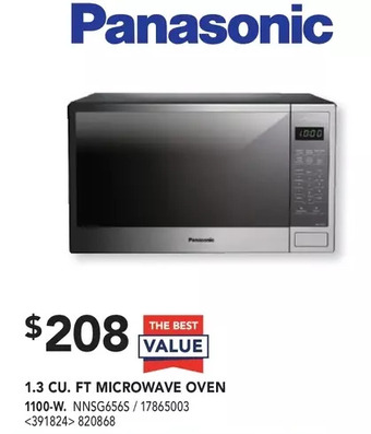 Lowe's Panasonic 1.3 cu. ft. microwave oven offer
