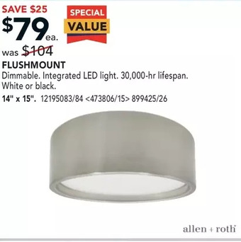 Lowe's Allen + roth flushmount offer