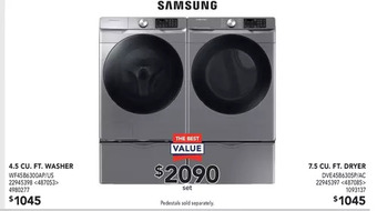 Lowe's Samsung 4.5 cu. ft. washer | 7.5 cu. ft. dryer offer