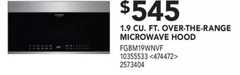 Lowe's Frigidaire gallery 1.9 cu. ft. over-the-range microwave hood offer