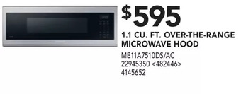 Lowe's Samsung 1.1 cu. ft. over-the-range microwave hood offer