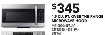 Lowe's Samsung 1.9 cu. ft. over-the-range microwave hood offer