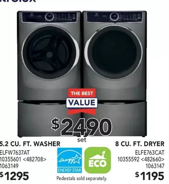 Lowe's Electrolux 5.2 cu. ft. washer | 8 cu. ft. dryer offer