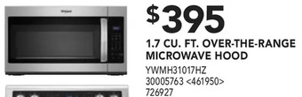 Lowe's Whirlpool 1.7 cu. ft. over-the-range microwave hood offer