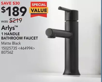 Lowe's Arlys 1 handle bathroom faucet offer