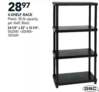 Lowe's Gsc 4-shelf rack offer