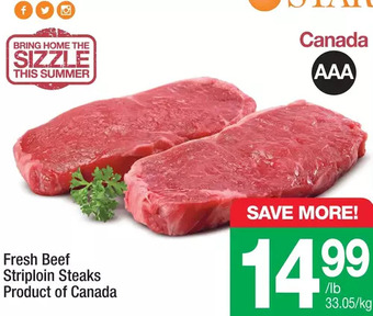 Highland Farms Fresh beef striploin steaks offer