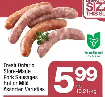 Highland Farms Fresh ontario store-made pork sausages offer