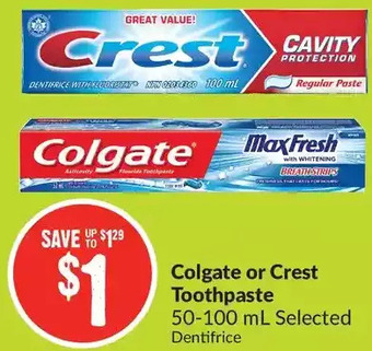 FreshCo Colgate or crest toothpaste offer