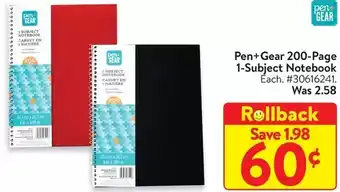 Walmart Pen+gear 200-page 1-subject notebook offer
