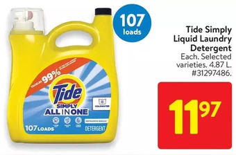 Walmart Tide simply liquid laundry detergent offer