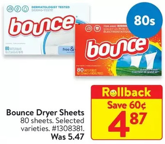 Walmart Bounce dryer sheets offer