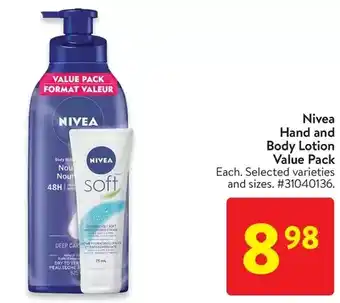 Walmart Nivea hand and body lotion value pack offer