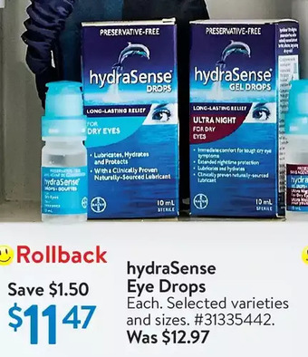 Walmart Hydrasense eye drops offer