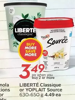 Sobeys Liberte classique or yoplait source offer