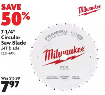 Home Hardware 7-1/4" circular saw blade offer