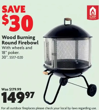 Home Hardware Wood burning round firebowl offer