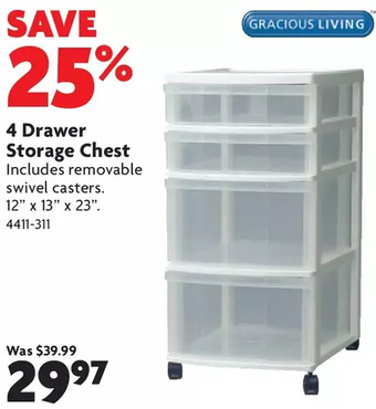Home Hardware 4 drawer storage chest offer