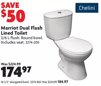 Home Hardware Marriot dual flush lined toilet: round bowl | elongated bowl offer