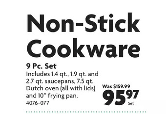 Home Hardware Non-stick cookware: 9 pc. set offer
