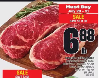 Loblaws Striploin grilling steak offer