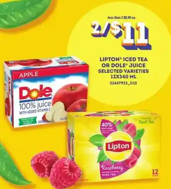 Loblaws Lipton iced tea or dole juice offer
