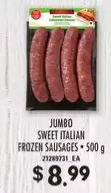 Loblaws Jumbo sweet italian frozen sausages offer