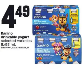 Loblaws Danino drinkable yogurt offer