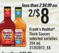 Loblaws Frank's redhot thick sauces offer