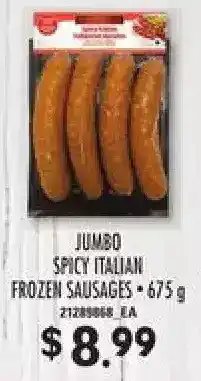 Loblaws Jumbo spicy italina frozen sausages offer