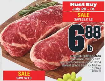 Valu-mart Striploin grilling steak offer