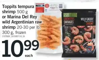 Fortinos Toppits tempura shrimp or marina del rey wild argentinian raw shrimp offer