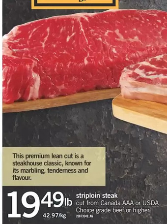 Fortinos Striploin steak offer