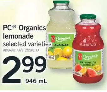Fortinos Pc organics lemonade offer
