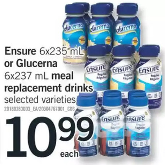 Fortinos Ensure or glucerna meal replacement drinks offer