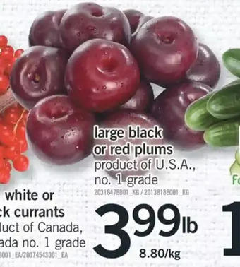 Fortinos Large black or red plums offer
