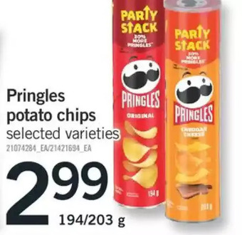 Fortinos Pringles potato chips offer