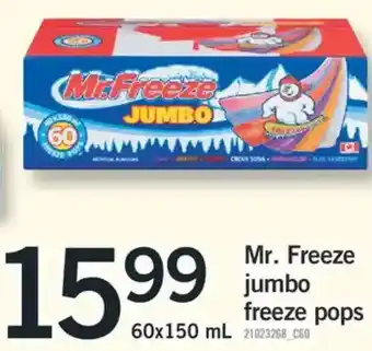 Fortinos Mr. freeze jumbo freeze pops offer