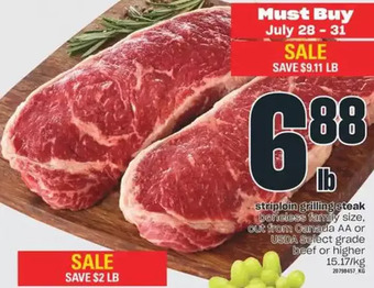 Independent Grocer Striploin grilling steak offer