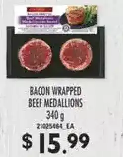 Independent Grocer Bacon wrapped beef medallions offer
