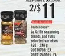 Independent Grocer Club house la grille seasoning blends and rubs offer