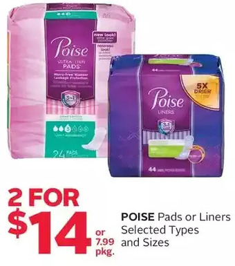 Rexall Poise pads or liners offer