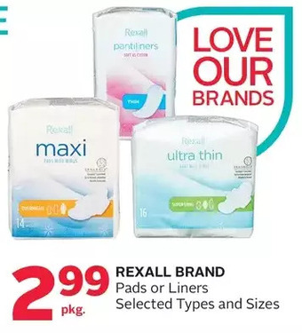 Rexall Rexall brand pads or liners offer