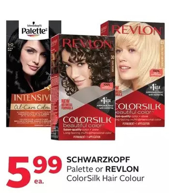 Rexall Schwarzkopf palette or revlon colorsilk hair colour offer