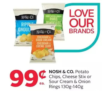 Rexall Nosh & co. potato chips, cheese stix or sour cream & onion rings offer