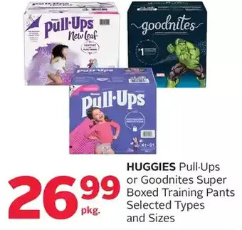 Rexall Huggies pull-ups or goodnites super boxed training pants offer