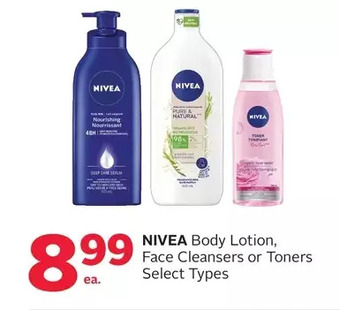 Rexall Nivea body lotion, face cleansers or toners offer
