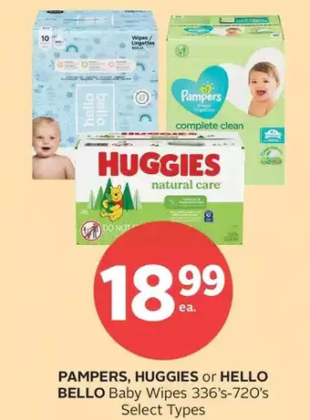 Rexall Pampers, huggies or hello bello baby wipes offer